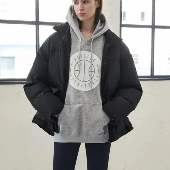 Contemporary Zip up Drawstring Hem Flap Pocket Puffer Coat Comfy fall winter - Picture 6 of 11